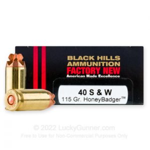 40 S&W - 115 Grain HoneyBadger - Black Hills - 180 Rounds