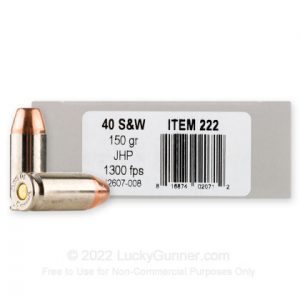 40 S&W - 150 Grain JHP - Underwood - 170 Rounds