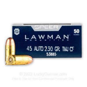 45 ACP - 230 Grain TMJ - Speer Lawman Cleanfire - 160 Rounds