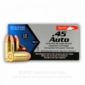 45 ACP - 230 Grain FMJ - Aguila - 160 Rounds