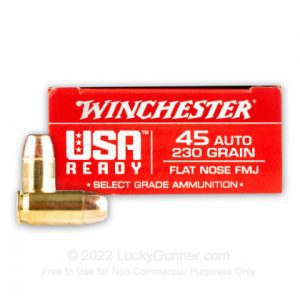 45 ACP - 230 Grain FMJ FN - Winchester USA Ready - 150 Rounds