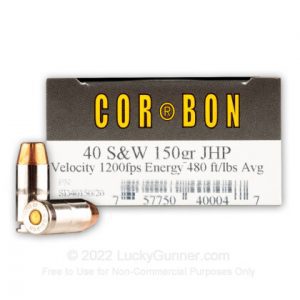 Buy 40 S&W 150 gr JHP - Corbon - 150 Round