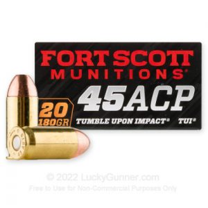 Order 45 ACP - 180 Grain Tumble Upon Impact - Fort Scott Munitions - 160 Rounds