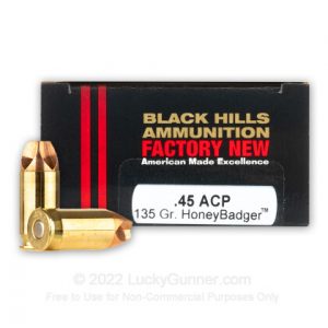 Buy 45 ACP - 135 Grain HoneyBadger - Black Hills - 170 Rounds