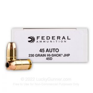 45 ACP - 230 gr JHP Hi- Shok - Federal Classic Personal Defense - 150 Rounds