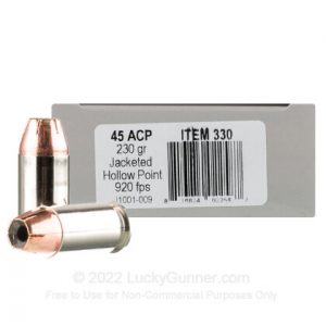 45 ACP - 230 Grain JHP - Underwood - 180 Rounds