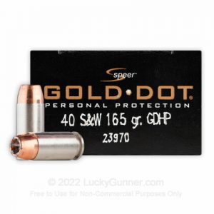 40 S&W - 165 Grain JHP - Speer Gold Dot - 150 Rounds