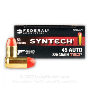 45 ACP - 220 Grain Total Synthetic Jacket - Federal Syntech Action Pistol - 160 Rounds